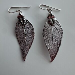 Sterling Silver Evergreen Leaf Drop Earrings - Women’s Jewelry